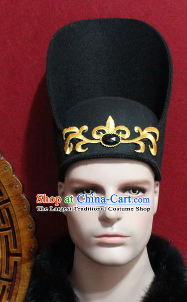 Chinese Traditional Prince Hair Accessories Ancient Tang Dynasty Chancellor Black Hat for Men