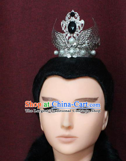 Chinese Traditional Royal Highness Hair Accessories Ancient Han Dynasty Prince Pearls Hairdo Crown for Men