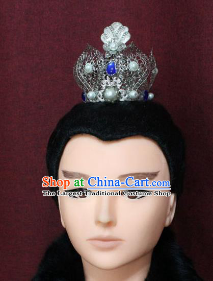 Chinese Traditional Swordsman Hair Accessories Ancient Han Dynasty Prince Lotus Hairdo Crown for Men