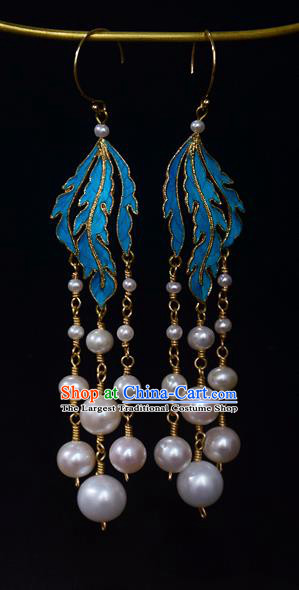 Asian Chinese Traditional Jewelry Accessories Palace Pearls Tassel Phoenix Earrings for Women