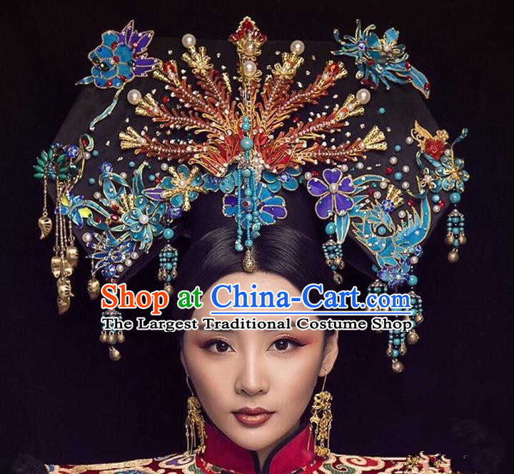 Chinese Handmade Qing Dynasty Queen Hairpins Ancient Phoenix Coronet Hair Accessories for Women