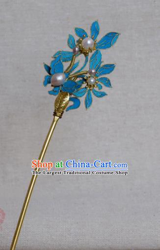 Chinese Handmade Qing Dynasty Palace Pearls Hairpins Hair Accessories Ancient Hanfu Hair Clip for Women