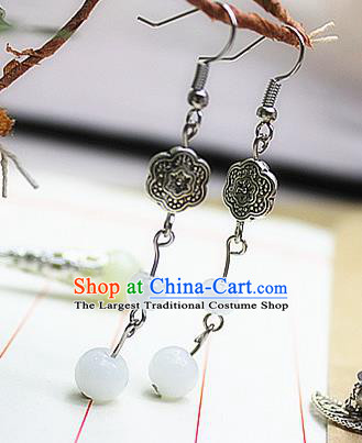 Asian Chinese Traditional Jewelry Accessories Hanfu White Beads Earrings for Women