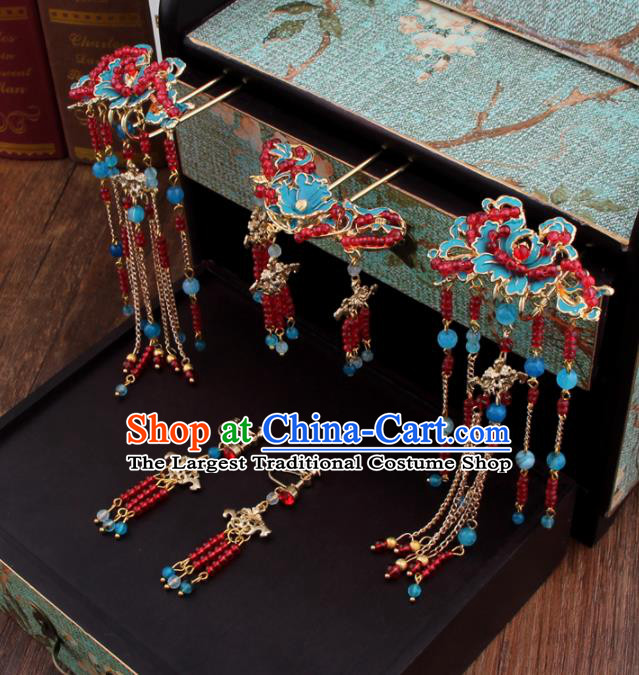 Chinese Handmade Ancient Hair Accessories Bride XiuHe Suit Hair Clips Hanfu Hairpins for Women