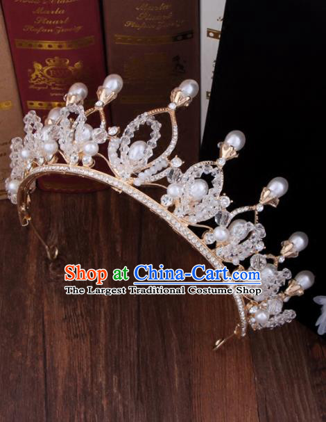 Top Grade Bride Hair Accessories Wedding Baroque Queen Beads Royal Crown for Women
