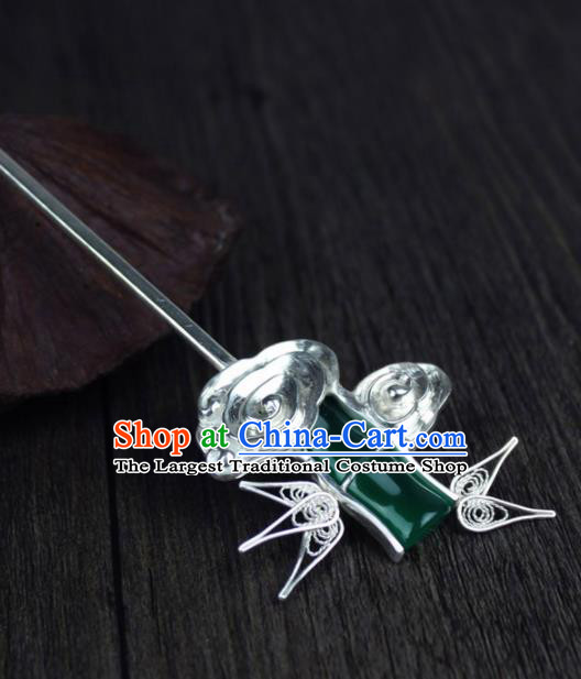 Chinese Ancient Handmade Palace Bamboo Hairpins Jade Hair Accessories Hair Clip for Women
