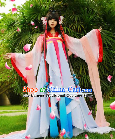 Chinese Ancient Cosplay Peri Goddess Hanfu Dress Traditional Tang Dynasty Princess Costume for Women