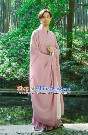Chinese Ancient Traditional Han Dynasty Pink Wide Sleeve Robe Scholar Swordsman Costumes for Men