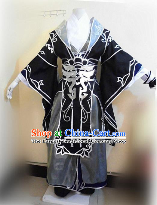 Asian Chinese Cosplay Royal Highness Black Customized Costume Ancient Swordsman Clothing for Men