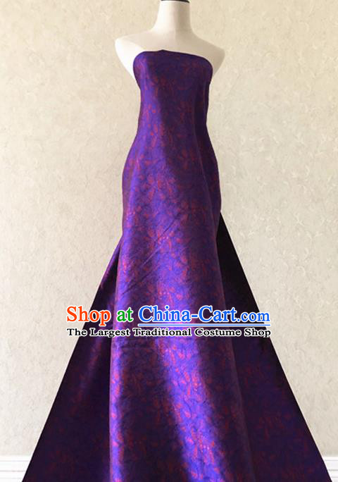 Asian Chinese Traditional Fabric Classical Pattern Purple Brocade Cheongsam Cloth Silk Fabric