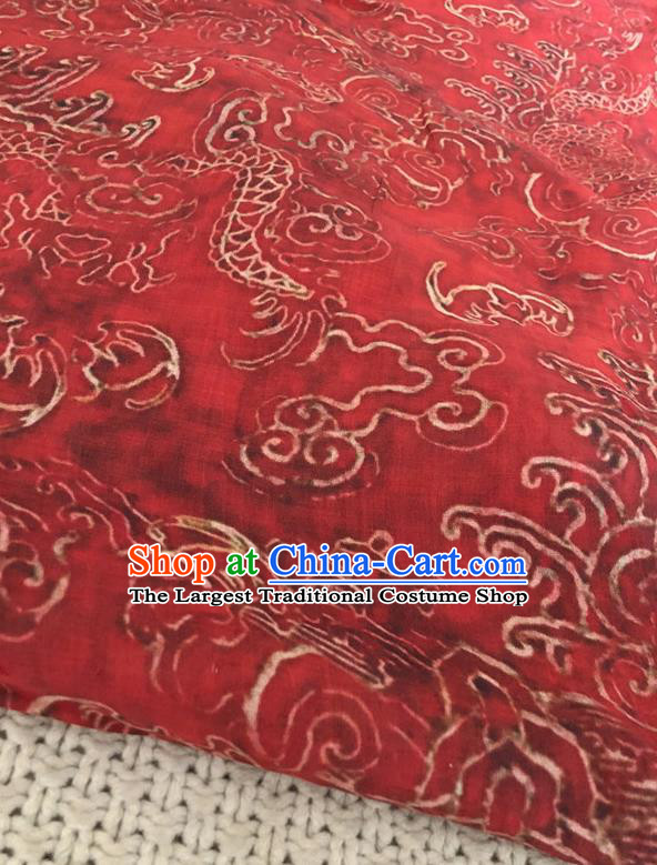 Asian Chinese Traditional Fabric Classical Dragon Pattern Red Brocade Cheongsam Cloth Silk Fabric