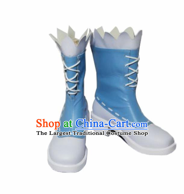Asian Chinese Cosplay Shoes Cartoon Cowboy Blue Boots for Men