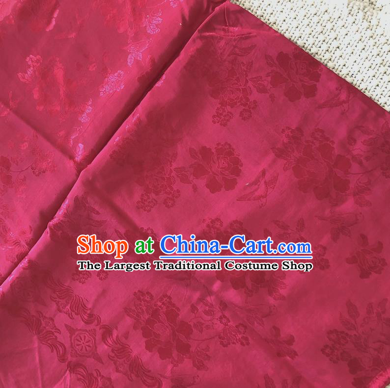 Asian Chinese Traditional Fabric Palace Peony Pattern Rosy Brocade Cloth Silk Fabric