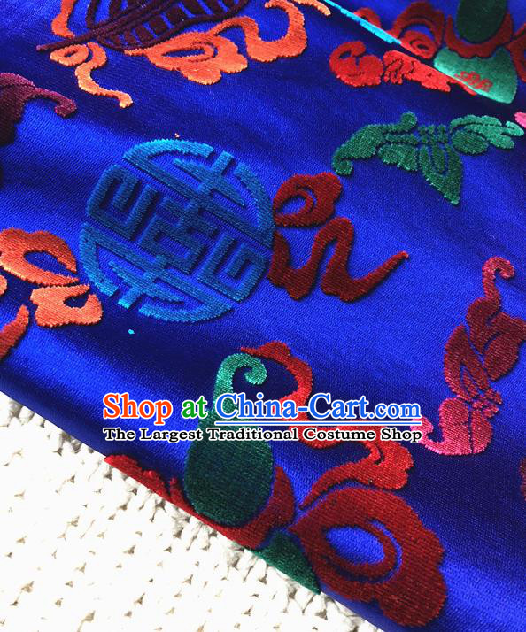 Asian Chinese Traditional Silk Fabric Classical Pattern Royalblue Brocade Cheongsam Embroidered Cloth Silk Fabric