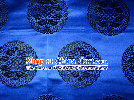 Chinese Traditional Cheongsam Silk Fabric Tang Suit Royalblue Brocade Classical Round Pattern Cloth Material Drapery