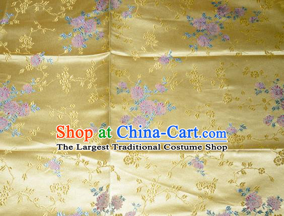 Classical Chrysanthemum Pattern Chinese Traditional Yellow Silk Fabric Tang Suit Brocade Cloth Cheongsam Material Drapery