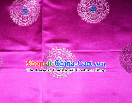Classical Round Pattern Chinese Traditional Rosy Silk Fabric Tang Suit Brocade Cloth Cheongsam Material Drapery
