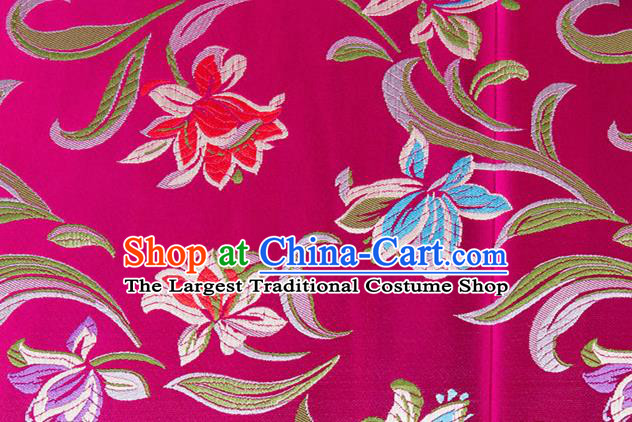Chinese Traditional Silk Fabric Tang Suit Classical Pattern Rosy Brocade Cloth Cheongsam Material Drapery