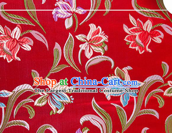 Chinese Traditional Silk Fabric Tang Suit Classical Pattern Red Brocade Cloth Cheongsam Material Drapery