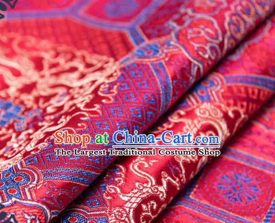 Chinese Traditional Palace Dragon Pattern Tang Suit Brocade Red Fabric Silk Cloth Cheongsam Material Drapery
