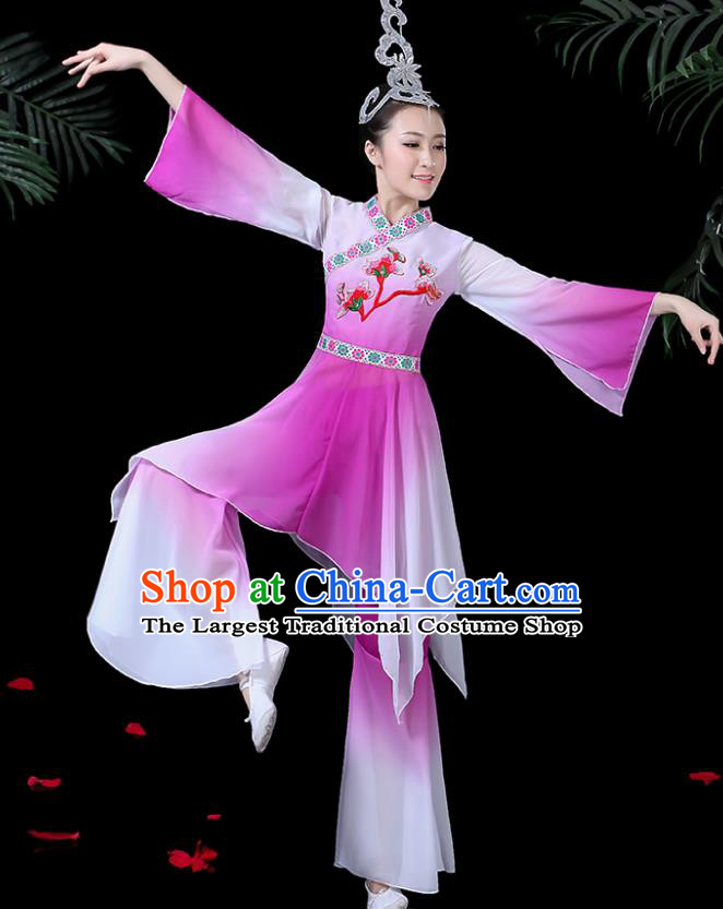 Chinese Classical Dance Purple Costume Traditional Umbrella Dance Fan Dance Clothing for Women