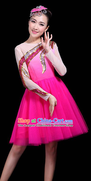 Professional Dance Modern Dance Rosy Bubble Dress Stage Performance Chorus Costume for Women