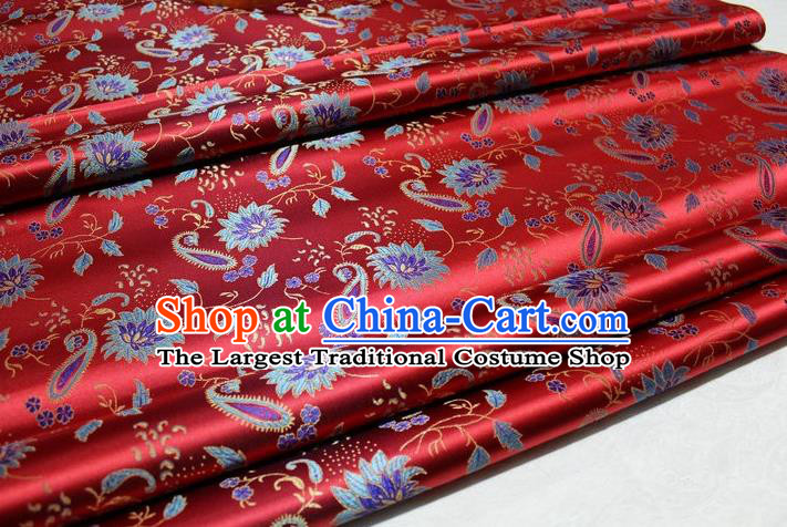 Chinese Traditional Cheongsam Cloth Tang Suit Red Brocade Fabric Silk Material Drapery