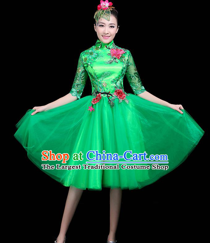 Professional Dance Modern Dance Green Dress Stage Performance Chorus Costume for Women