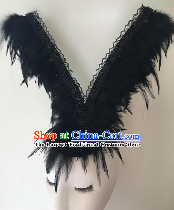Top Halloween Catwalks Hair Accessories Stage Show Black Feather Headdress for Women