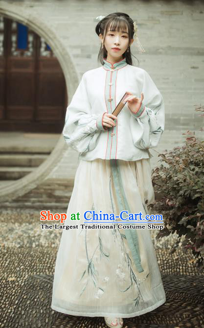 Ancient Chinese Ming Dynasty Nobility Lady Historical Costumes Blouse and Skirt Complete Set