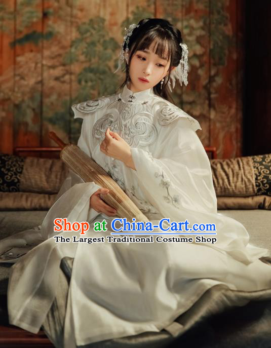 Chinese Ancient Ming Dynasty Imperial Concubine Embroidered Silk Historical Costumes Complete Set