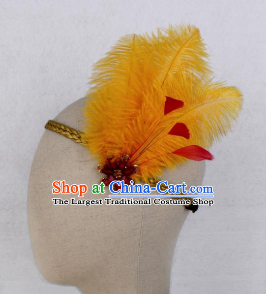 Handmade Halloween Orange Feather Hair Clasp Stage Show Feather Hair Accessories for Women