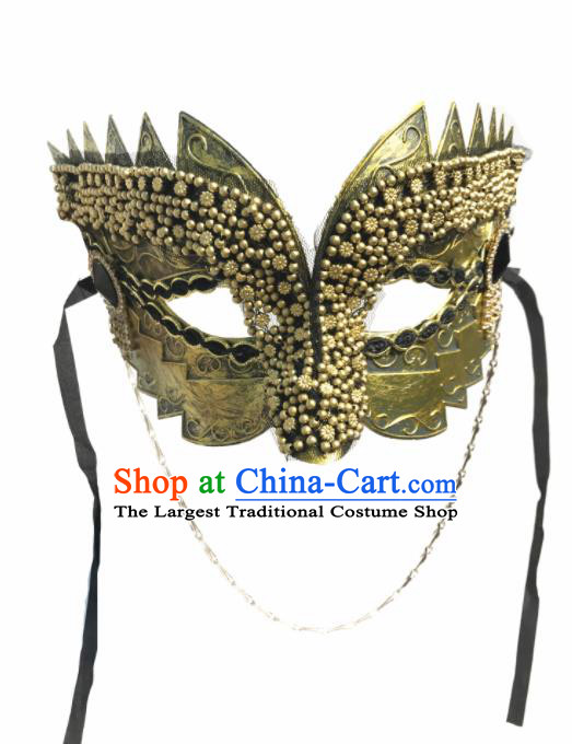 Top Halloween Cosplay Golden Masks Brazilian Carnival Catwalks Fancy Dress Ball Face Mask for Men