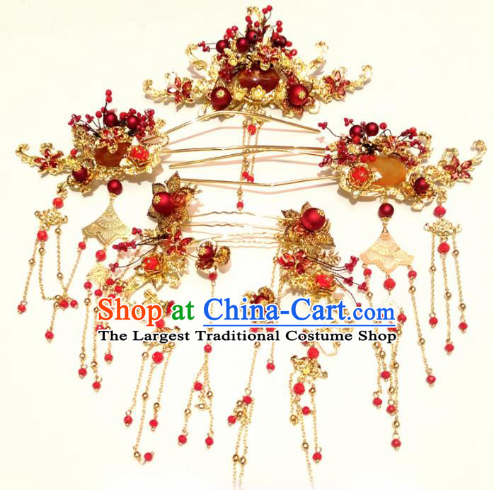 Top Chinese Traditional Wedding Hair Crown Hair Accessories Ancient Palace Hairpins Complete Set for Women