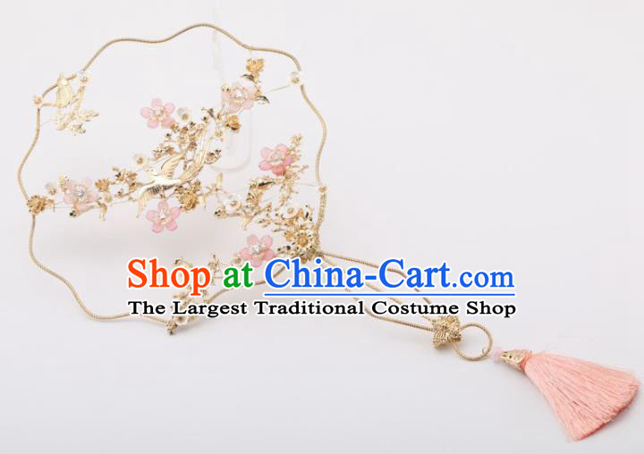 Chinese Traditional Wedding Accessories Classical Bride Golden Palace Fans for Women