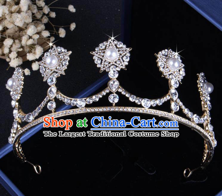 Top Grade Gothic Hair Accessories Catwalks Princess Pearls Zircon Royal Crown for Women