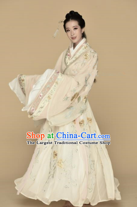 Chinese Ancient Princess Hanfu Dress Traditional Jin Dynasty Palace Lady Embroidered Replica Costumes for Women