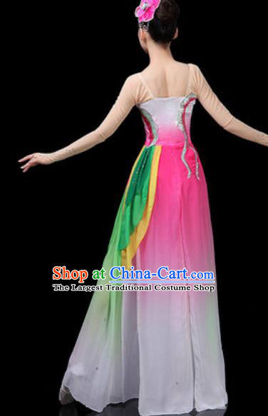 Chinese Traditional Classical Dance Costumes Fan Dance Group Dance Lotus Dance Pink Dress for Women