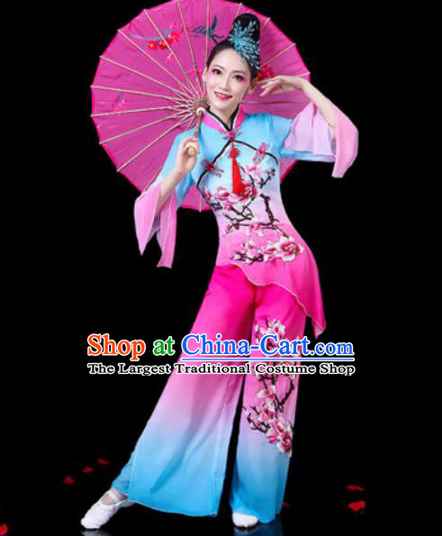 Chinese Traditional Folk Dance Costumes Umbrella Dance Yangko Group Dance Clothing for Women