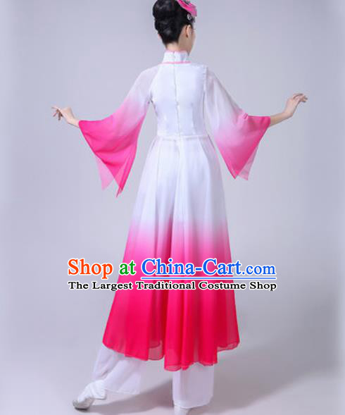 Chinese Classical Dance Costumes Traditional Chorus Group Dance Umbrella Dance Pink Dress for Women
