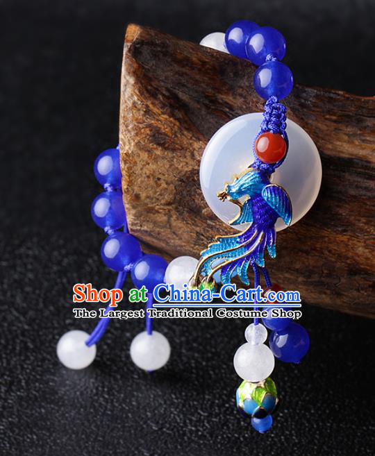 Chinese Traditional Jewelry Accessories National Hanfu Blueing Phoenix Bracelet for Women