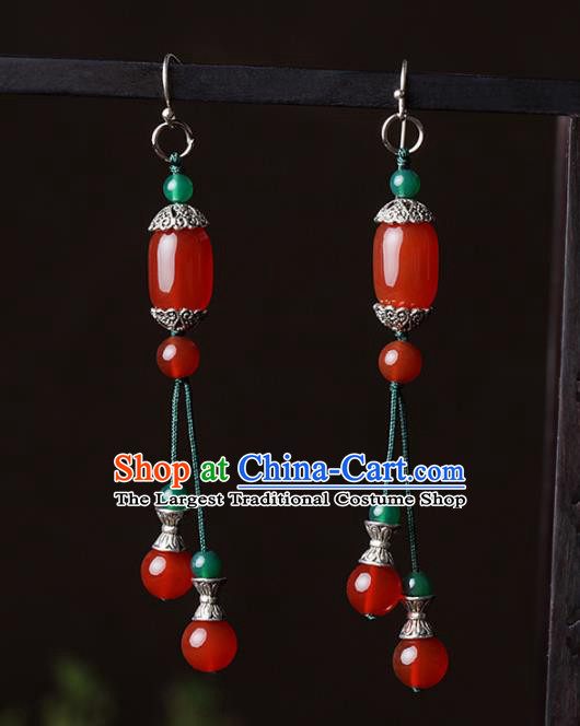 Chinese Traditional Agate Ear Jewelry Accessories National Hanfu Earrings for Women