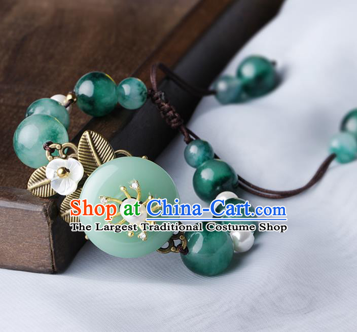 Chinese Traditional Jewelry Accessories National Hanfu Green Agate Bracelet for Women