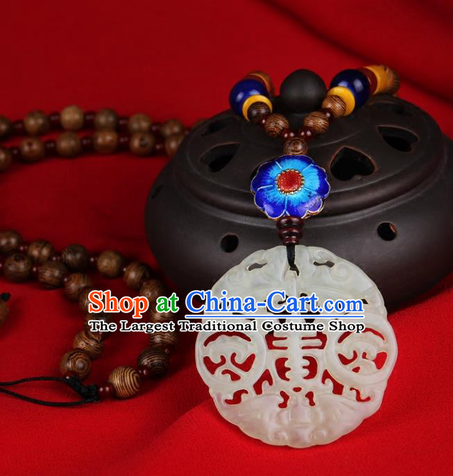 Chinese Yunnan National Jade Necklace Traditional Classical Hanfu Jewelry Accessories for Women