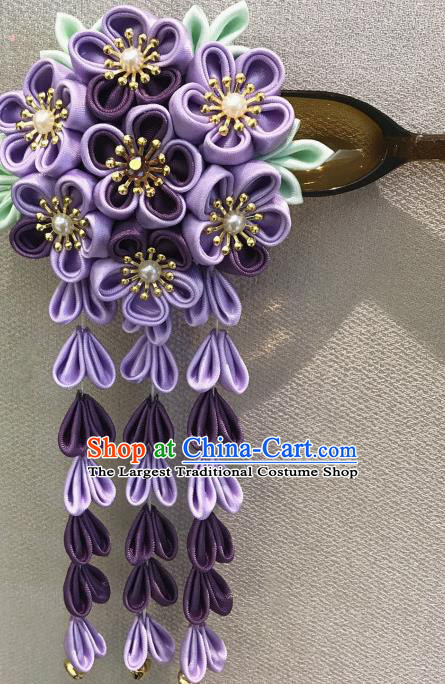 Japanese Traditional Handmade Purple Hair Clips Hairpins Asian Japan Classical Kimono Hair Accessories for Women