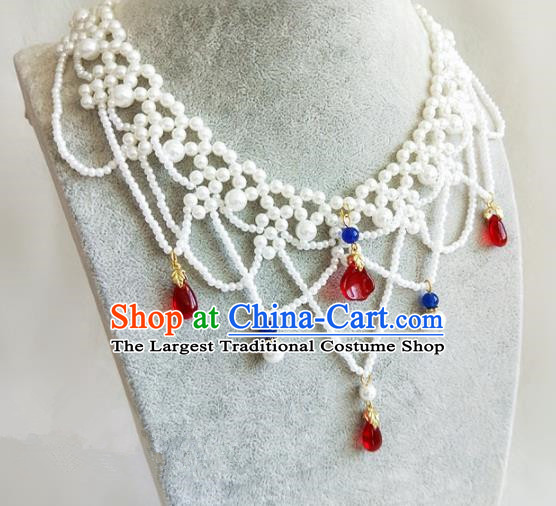 Chinese Traditional Hanfu Beads Necklace Traditional Classical Jewelry Accessories for Women