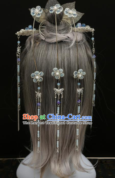 Chinese Ancient Traditional Hanfu Hairpins Tassel Phoenix Coronet Handmade Classical Hair Accessories for Women