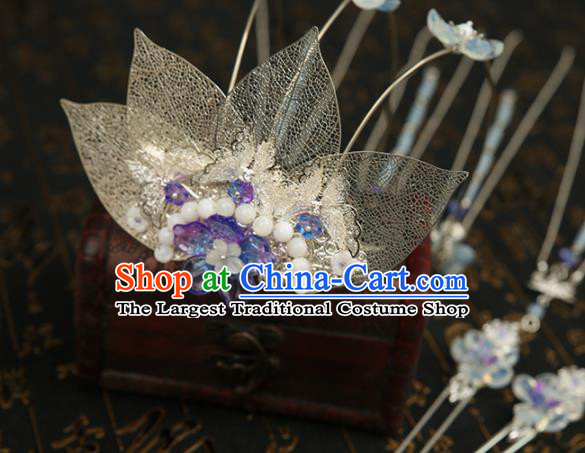 Chinese Ancient Traditional Hanfu Hairpins Tassel Phoenix Coronet Handmade Classical Hair Accessories for Women