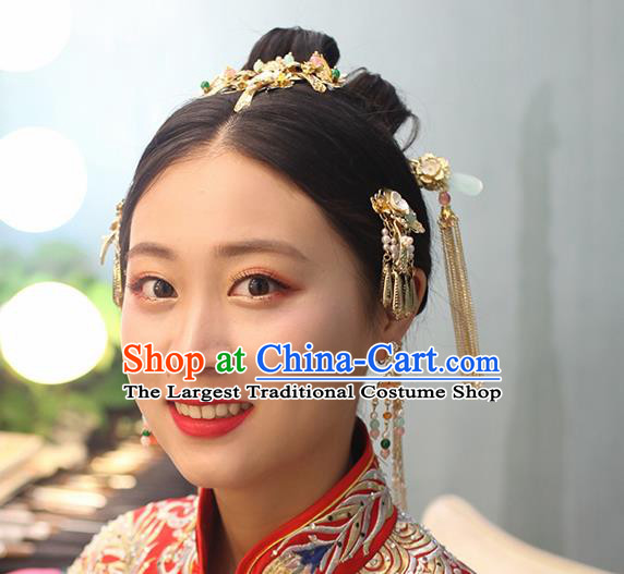 Chinese Ancient Traditional Hanfu Wedding Hairpins Handmade Classical Hair Accessories Complete Set for Women
