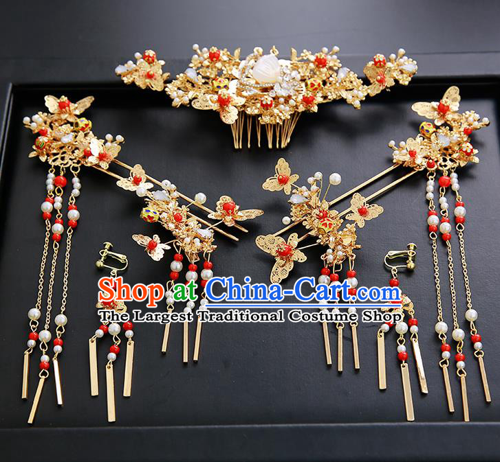 Chinese Ancient Traditional Hanfu Butterfly Hair Clips Hairpins Handmade Classical Hair Accessories Complete Set for Women